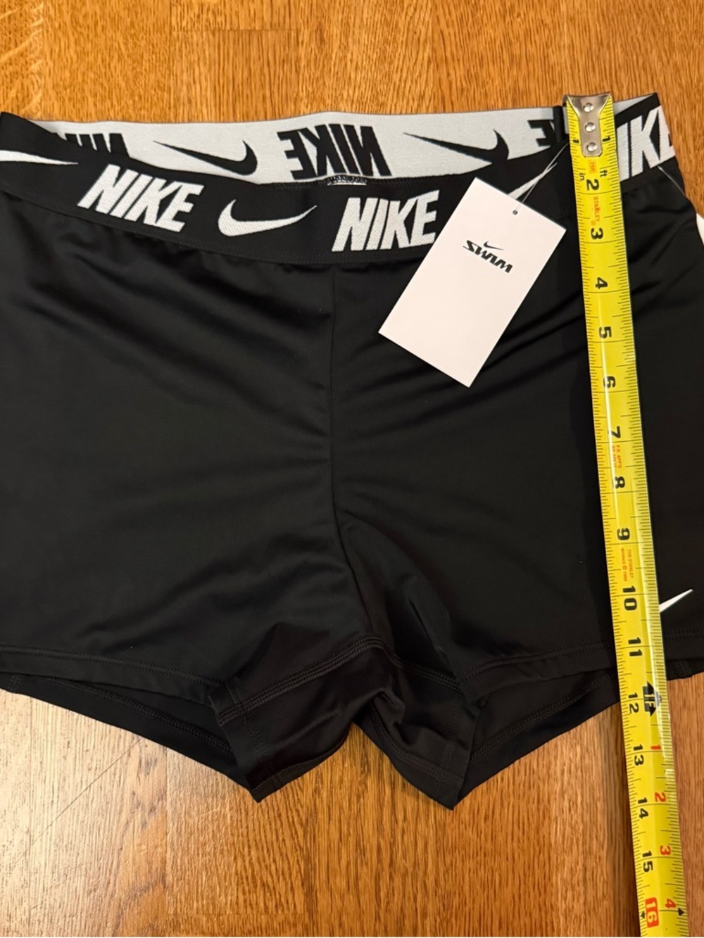 NWT Nike Swim Fusion Logo Tape Women's 3" Kickshort Black NESSG277-001 Sz Medium - Picture 10 of 11